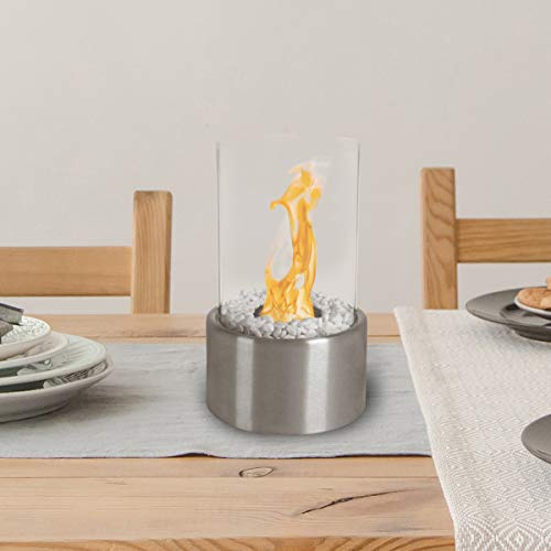 Bio Ethanol Tabletop Fire Pit – Indoor or Outdoor Smokeless Portable Fireplace – Clean Burning 360-View Modern Décor by Northwest (Silver) 1-Piece Bio Ethanol Tabletop Fire Pit – Indoor or Outdoor Smokeless Portable Fireplace – Clean Burning 360-View Modern Décor by Northwest (Silver) 1-Piece