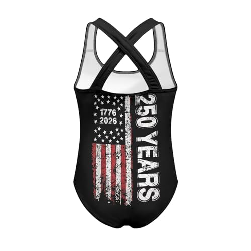 Image of Girls One Piece Swimsuits Summer Quick Dry Crewneck Beach Bathing Suit Cross Shoulder Strap Swimwear 5-14 Years