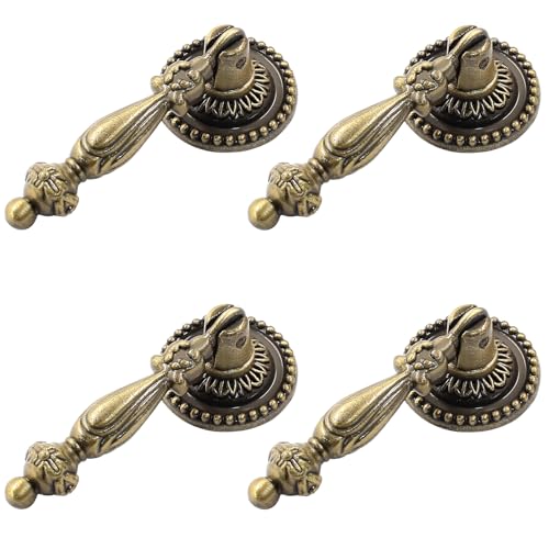 Bonsicoky 6PCS Antique Style Tear Drop Pulls - Vintage Cabinet Decorative Pull Handle Knob for Drawer, Dresser, Wardrobe - Bronze - Image 5