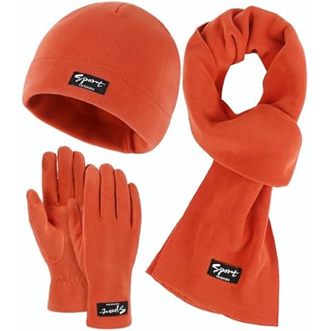 Winter Hat Scarf Gloves Set for Men Womens 3PCS,Soft Warm Microfleece Winter Skull Cap Long Thick Scarf Touchscreen Gloves Cover