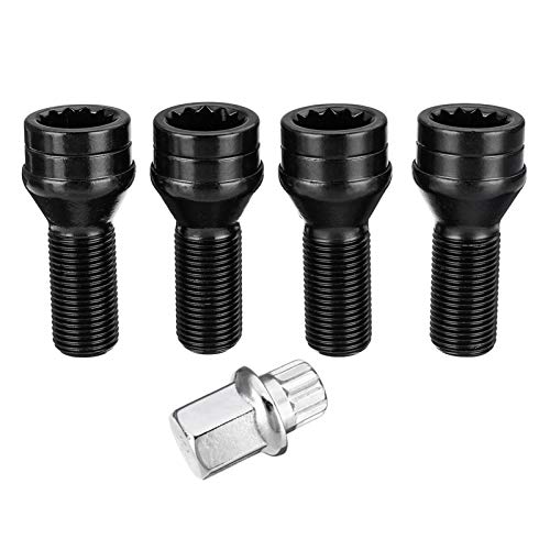 Boulons De Roue,Vis De Roue 4PCS / SET M14 X 1.25 HUB DE VERROUILLAGE VERRE DE VERROUILLAGE VIS Anti-vol À Colonne Avec Clé Utilisation Adaptée PourBMW R50 R52 R53 1 2 3 4 5 6 7 Série Pour Mini Cover