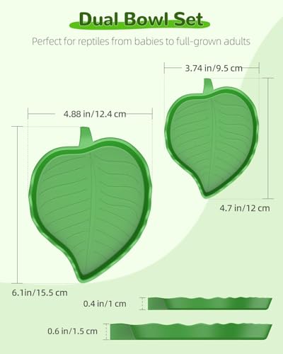 image for Pawfly 2 Pcs Leaf Reptile Water Dish, Reptile Water Bowl, Tortoise Hab