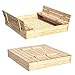 Produktbild Sandkasten Sandkiste mit Klappdeckel Sitzbänken sandkasten, Kinder Buddelkasten, Kindersandkasten mit Abdeckung, 120x120x20 Kiefernholz mit Anti-Unkraut Bodenplane Deckel Sand Natur Nicht lackiert