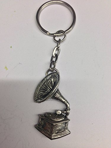 Grammophon pp-g09 aus feinem englischen Zinn auf Einem Split Ring Schlüsselanhänger