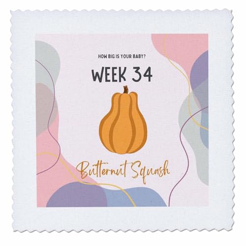3dRose Image of Butternut Squash How Big is Your Baby Week 34 - Quilt Squares (qs-388486-8)