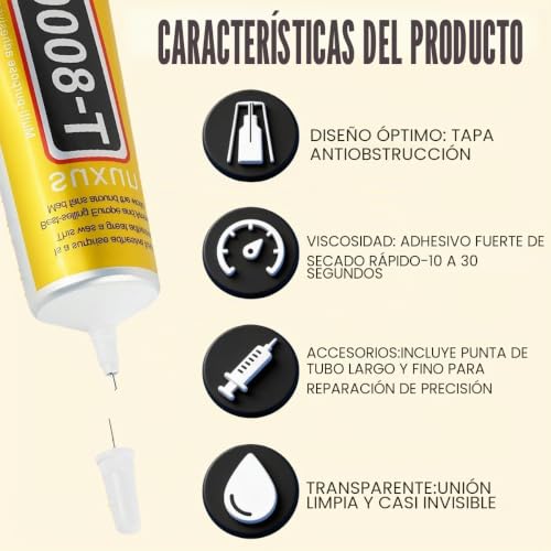 Miniatura 4 de T8000 Adhesivo Para Pantalla De Teléfono Móvil T8000 110 Ml Smartphone Glue Con Kit De Reparación Para Reparación De Pantalla, Cerámica, Tela, Madera Y Bricolaje Transparente Y Fuerte