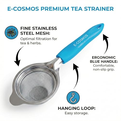 Image of E-COSMOS Double Mesh Stainless Steel Tea and Coffee Strainer with Ultra-Fine SS Filter Mesh | Heavy Duty Chai Chhalni for Kitchen | Versatile Juice and Oil Filter | Standard Size for Home Use