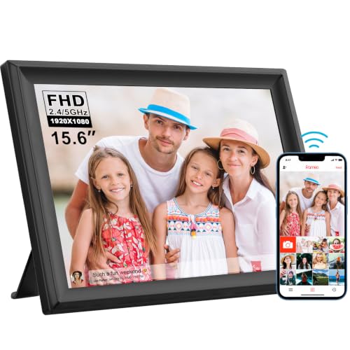 Image of 64GB 15.6inch FRAMEO Digital Photo Frame with 1920x1080 FHD IPS LCD Touch Screen, Dual-WiFi Share Photos & Videos Via Frameo App, Support USB Drive /SD Card Extend Storage, Motion Sensor, Auto-Rotate