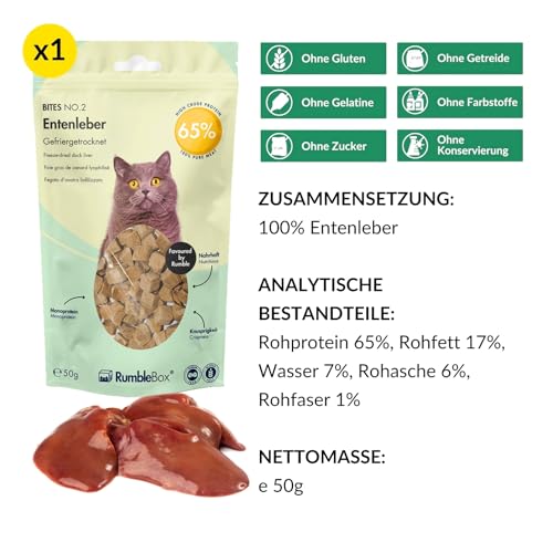 Ultimate Sparbox Pur Huhn & Ente, 100% Fleisch & Leber, Gefriergetrocknete Katzensnacks ohne Getreide und Zucker für Allergiker, NUR 1 ZUTATEN (6x50g) – Bild 4
