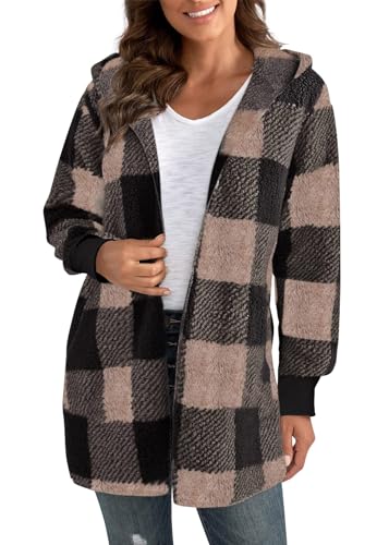 shownicer Donna Giacca Elegante Camicia a Quadri a Maniche Lunghe