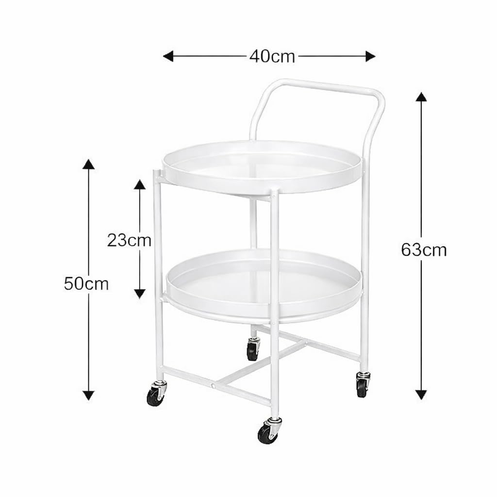 OGFC 57236 Home Bar Cart Drinks Food Serving Trolleys Sideboard 2 Tier Hairdressing Trolley On Wheels Bar Cart for Home, Living - Size:63 x 40 x 40cm (Color : White) 1