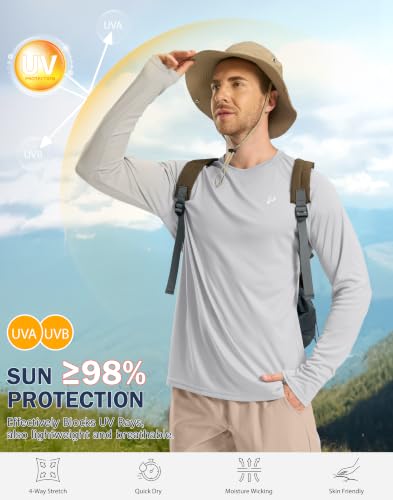Image of Pudolla Men's Sun Protection Shirts UV SPF UPF 50+ Rash Guard Long Sleeve Lightweight Quick Dry Brethable Swimming Fishing