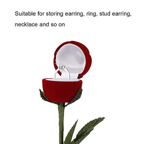 Caixa de armazenamento de anel de casamento, caixa de anel de casamento de flor rosa, caixa de colar