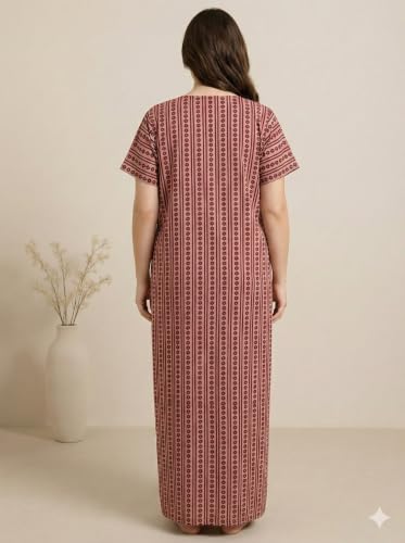 Image of Bahumaan Pure Cotton Nighty for Woman | Floral Gown for Women Nightwear with Pocket | Cotton Nighty for Women Stylish | Perfect for Daily Comfort | Maxi Women