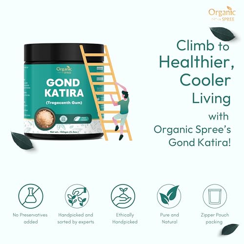 Image of Organic Spree Gond Katira 150grams | Tragacanth Gum | Edible Gum | Natural Cooling Agent | Pure, Natural & Plant Based (Pack of -1)