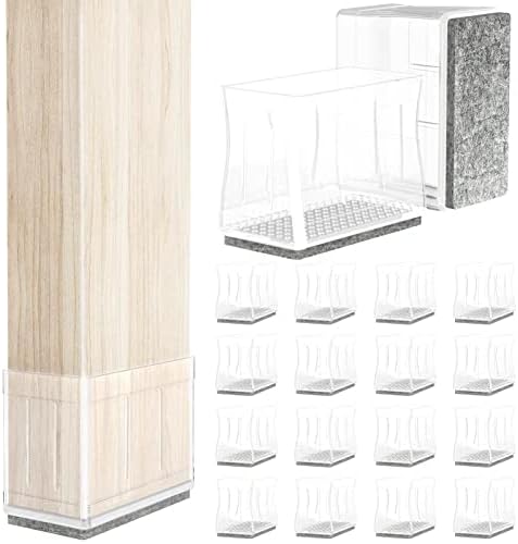 0.75" x 1.5" Rectangle Chair Leg Floor Protectors for Hardwood Floors Silicone Covers to Protect Wood Tile Floors Felt Pads Furniture Leg Caps Reduce Noise, Easy to Move.24 PCS Clear.