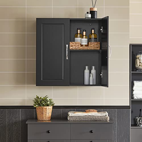 Haotian Bathroom Wall Cabinet Laundry Room, Floating Storage Bathroom Cabinet with Adjustable Shelf, Medicine Cabinet for Bathroom Kitchen Garage Hallway Entryway, Over Toilet Storage FRG231-SCH Black by Haotian - Used condition - CA$70.38