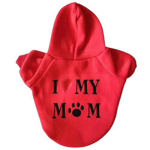 HUTALIM Hundejacke Kleine Hunde Haustierkleidung Französisch Bulldog Welpe Hunde Kostüm Haustier Hoodie Chihuahua Mops Haustiere Hunde Kleidung Kleidung-rote Mutter-XXL