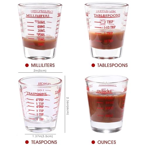 Vaso medidor de vidrio 30ml con marcas rojas miniatura 2