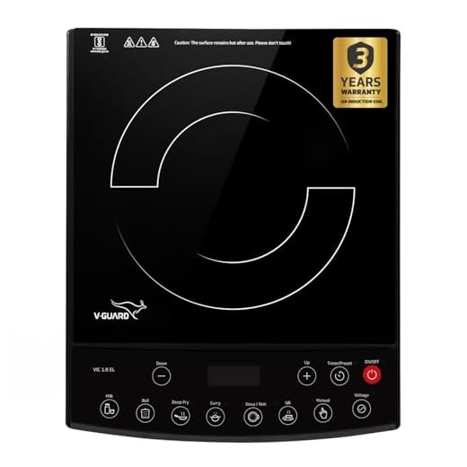 V-Guard VIC 1.8 EL Induction Cooktop | 1800 Watt Electric Induction stove with 7 Power Levels | 3 kV Surge Protection | Temperature Control | Push button | Auto-cutoff