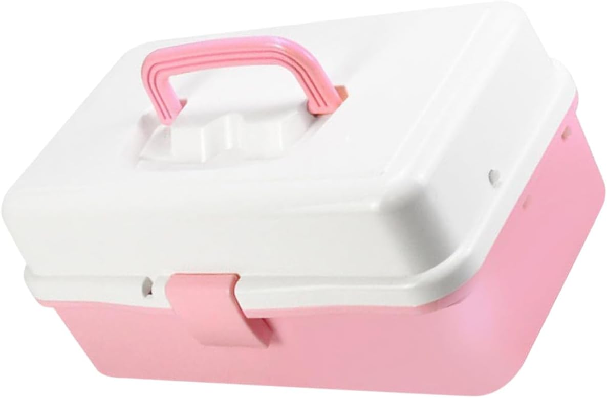 Hemobllo Portable Three Craft Tool Box Art Supply Storage Case with Handle for Home Organization for DIY Crafts Sewing Supplies Reliable Material Capacity