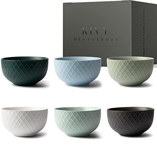 KIVY Juego de Tazones de Desayuno [6 x 850 ml] – Cuencos Grandes para Cereales y Sopas – Bol de ceramica para cocina