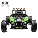 24V Powerd Wheels Vehicle,Ride On Car for Kids Battery Powered Ride On Utv with Rc,Four-Wheel Suspension,Va Tires Wheels, 4Mph High Speed, Led Light,Music, Power Car Wheels for Big Kids,Green