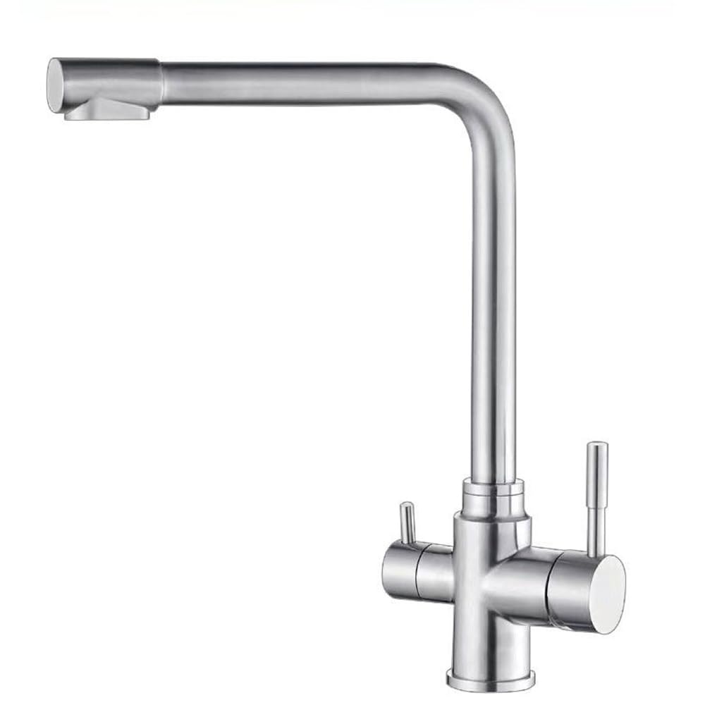 Vetrineinrete® Rubinetto da cucina a tre vie per depuratore d’acqua doppia leva per Acqua calda fredda e depurata Sistema Osmosi