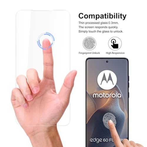 Image of AOKUMA fits CaseCandy - (2 Pack) Screen Protector Guard for Motorola Edge 60 Pro /Moto Edge 60 Fusion (6.7 inch) | Transparent Screen Guard For Moto Edge 60 Pro /Edge 60 Fusion - Fingerprint Support /S PEN Compatible /HD