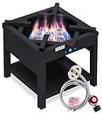 ARC Single Burner Propane Stove, 200,000BTU Cast Iron High Pressure Outdoor Propane Burner Cooker,16.5'Heavy Duty Square Stove, Great For Outdoor Cooking Turkey Fry,Seafood Boil,Homebrewing