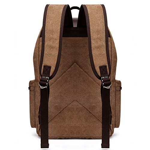 Vintage-Rucksack aus Segeltuch, lässiger Tagesrucksack, Reiserucksack für Damen und Herren, Laptop-Rucksack, College, Schultasche, Outdoor, Wandern, Camping, coffee, 17.7H x 13.0L x 7.1W inch (45 x 33