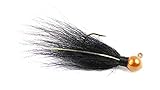 Haggerty Lures Bucktail Hair Jigs for River Fishing Bass Round - 3pk - Crappie Walleye (Black/Copper, 1/8 oz)