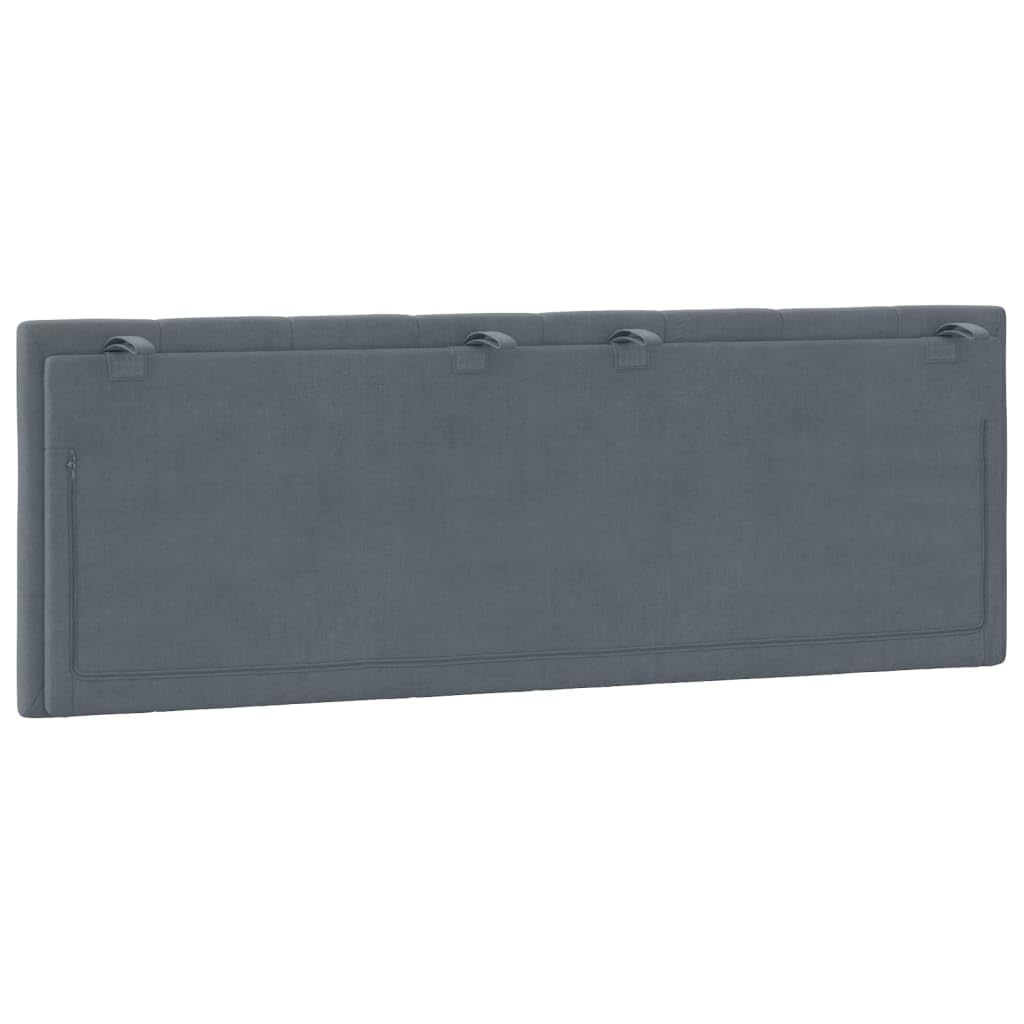 vidaXL Kopfteil Kissen Hanko, Kopfteilkissen mit Linien-Design, Bett Kopfkissen mit Klettverschlüssen auf Rückseite, Kopfteilpolster Kopfpolster, Hellgrau 120cm Samt