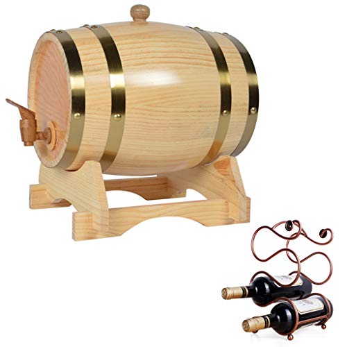 Barril de Roble para crianza de 5 l, dispensador de Vino de Madera con Rejilla, Apto para Bourbon, vinagre y licores.