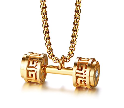 Gym Pendant Necklace Gold at Amazon 