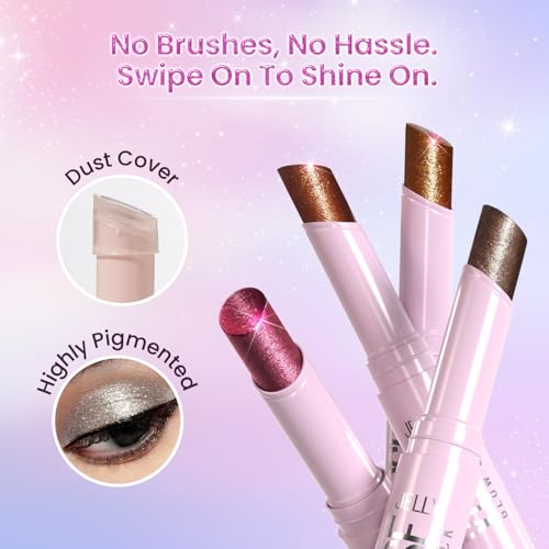 Image of Swiss Beauty Jelly Verse Eyeshadow Glow Stick | Rich Colour Payoff | Crease-Proof | Sparkling Shine | 6 Stellar Shades | Shade- 2. Bronzed Eclipse, 3g (Pack of 3)