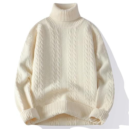 Men’S Vintage Style Turtleneck Sweater Loose Fit Solid Long Sleeve Casual Knit Pullover Jumper Top4