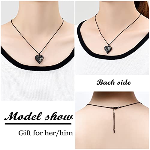 Yinplsmemory Love Heart Urn Necklace For Ashes Keepsake Memorial Cremation Jewelry Stainless Steel Angel Wing Ashes Holder Memorial Gift For Loss Of Father/Mother/Pet (Black) #TOP4