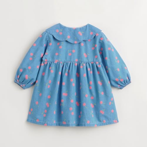 marc & janie Girls Lace Doll Collar Denim Dress Kids Cotton Floral Skirt for Spring 2400983