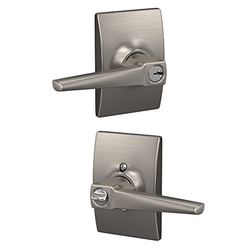 Cerradura Schlage F51A de entrada con llave acabado níquel satinado 619 estilo Century 3