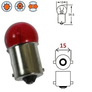 Ampoule, BA15S, 12V, 10W, Rouge