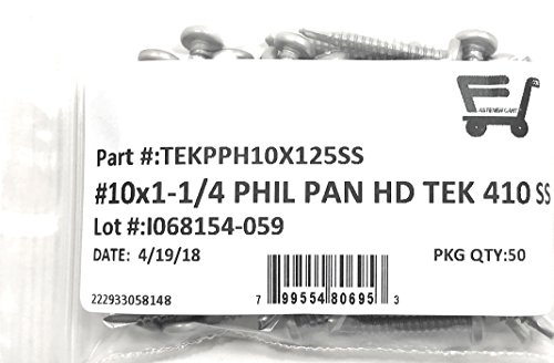 #10x1 1/4 Tornillo Autoperforante Phillips Acero inoxidable miniatura 3