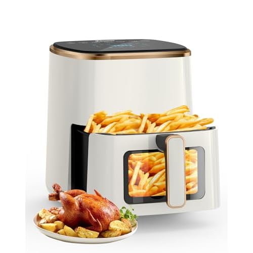 VEWIOR Air Fryer, 5.3Qt Airfyer with Viewing Window, 7 Custom Presets Large Air Fryer Oven with Smart Digital Touchscreen,Non-stick and Dishwasher-Safe Basket
