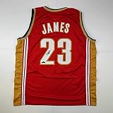 Facsimile Autographed LeBron James Cleveland Red Reprint Laser Auto Basketball Jersey Size Men's XL
