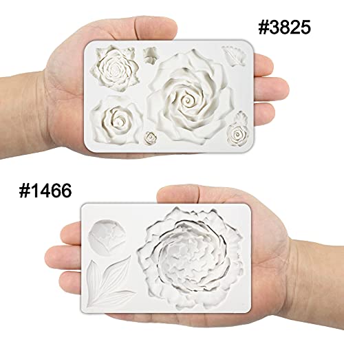 Large Rose And Peony Flower Fondant Silicone Molds 2 In Set For Sugarcraft, Cake Decoration, Cupcake Topper, Jewelry Resin Casting, Soap Making #TOP5