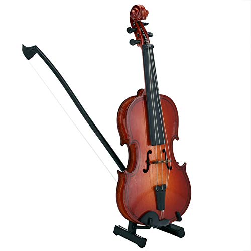 Miniatura Instrumento Musical Mini Expositor de Violino Decoração de Casa de Bonecas Infantil