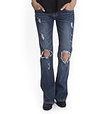 Unionbay Juniors' Irina Medium-Wash Destructed Flare Jean