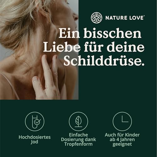 NATURE LOVE® Jod Tropfen - 150µg 50ml - alkoholfrei und vegan - geschmacksneutral, hoch bioverfügbar - hochdosiert & laborgeprüft