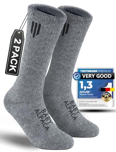 Best Cold Weather Hunting Socks: Stay Warm & Dry 13 Juclise Alpaca Wool Heavyweight Thermal Boot Socks Hunting Hiking Working Thick Cold Weather Cushioned (Large Pale Gray)
