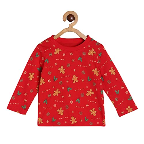 Image of miniklub Baby Round Neck Full Sleeve Full Length Knitted Cotton Clothing Set, Pack of 2 (Red Color)